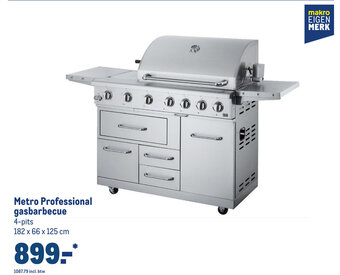 Makro Metro Professional gasbarbecue 4-pits 182 x 66 x 125 cm aanbieding