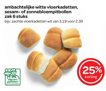 Spar Ambachtelijke witte vloerkadetten, sesam- of zonnebloempitbollen zak 6 stuks aanbieding