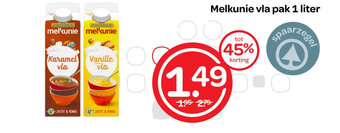 Spar Melkunie vla pak 1 liter aanbieding