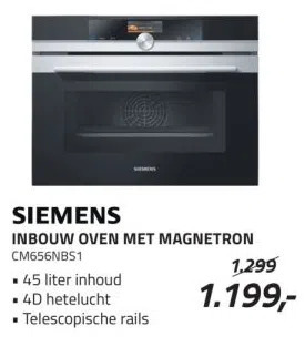 Obbink SIEMENS INBOUW OVEN MET MAGNETRON CM656NBS1 aanbieding