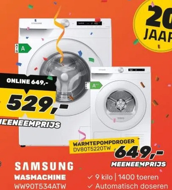 BoXXer SAMSUNG WASMACHINE WW90T534ATW aanbieding
