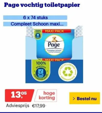Bol.com Page vochtig toiletpapier aanbieding
