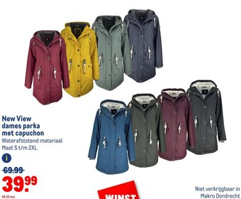 Makro New View dames parka met capuchon aanbieding