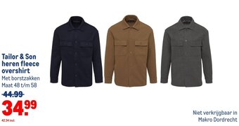 Makro Tailor & Son heren fleece overshirt aanbieding