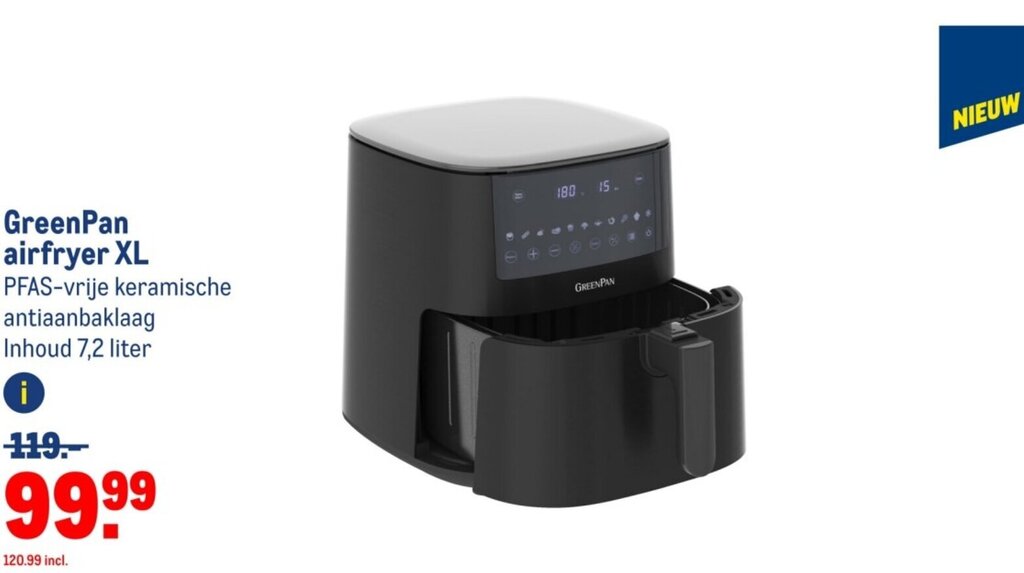 Makro GreenPan airfryer XL aanbieding