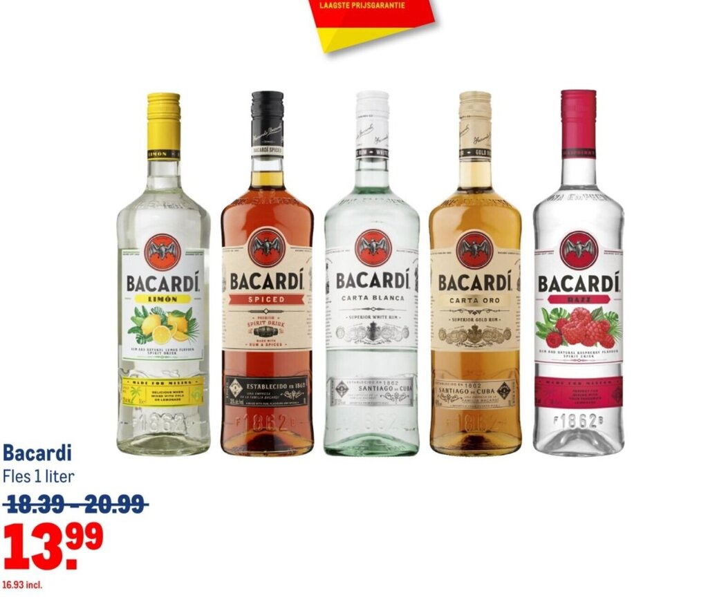 Makro Bacardi 1 liter aanbieding