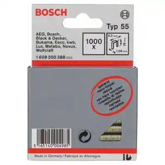 Conrad Bosch accessories niet met smalle rug type 55, geharst, 6 x 1,08 x 26 mm, verpakking van 1000 stuks 1000 stuk(s) 1609200388 aanbieding