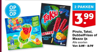 Hoogvliet Pirulo, taksi, dubbelfrisss of maaza iis aanbieding