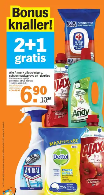 Albert Heijn Alle A-merk allesreinigers, schoonmaaksprays en -doekjes LED aanbieding