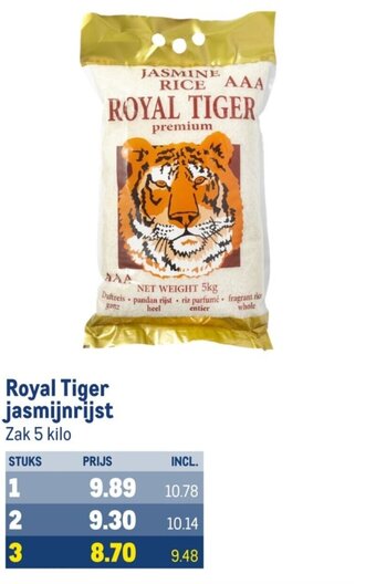 Makro Royal Tiger jasmijnrijst Zak 5 kilo aanbieding