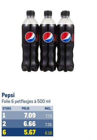 Makro Pepsi Folie 6 petflesjes à 500 ml aanbieding