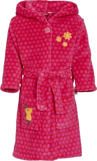 Bol.com Playshoes - fleece badjas met capuchon - muis roze - maat 86-92cm aanbieding