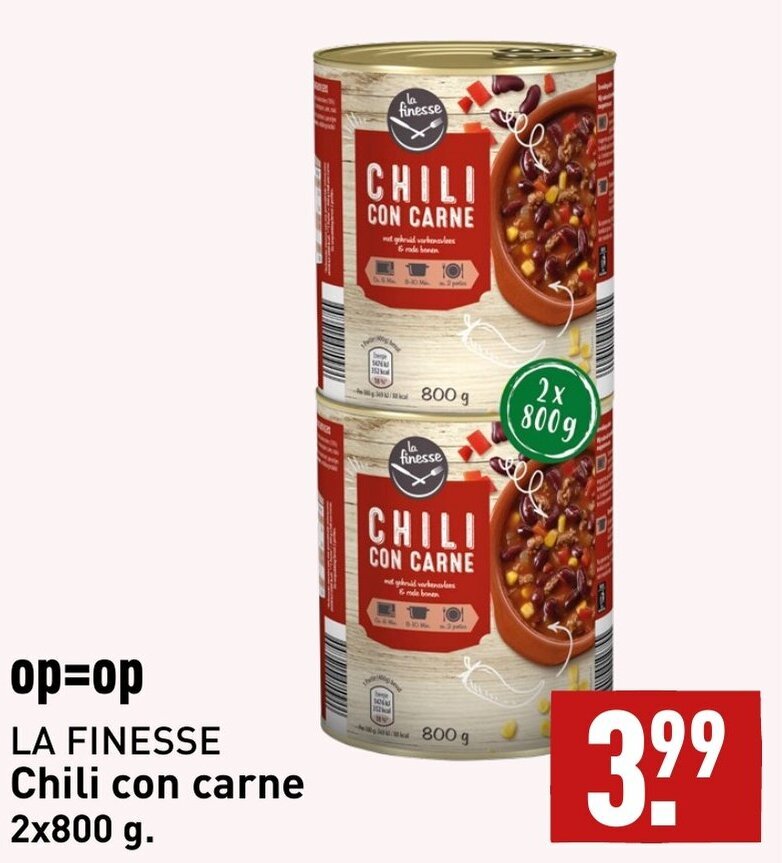 LA FINESSE Chili con carne 2x800 g. aanbieding bij ALDI