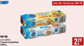 ALDI LES DORIS 3-pack tonijnfilet 3x80g aanbieding