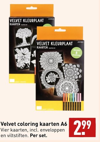 ALDI Velvet coloring kaarten A6 per set aanbieding