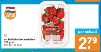 Albert Heijn AH Nederlandse aardbeien 250 gram aanbieding