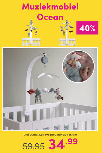 Baby & Tiener Little Dutch Muziekmobiel Ocean Blue of Mint aanbieding