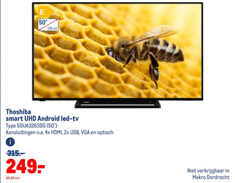 Makro Thoshiba smart uhd android led-tv aanbieding