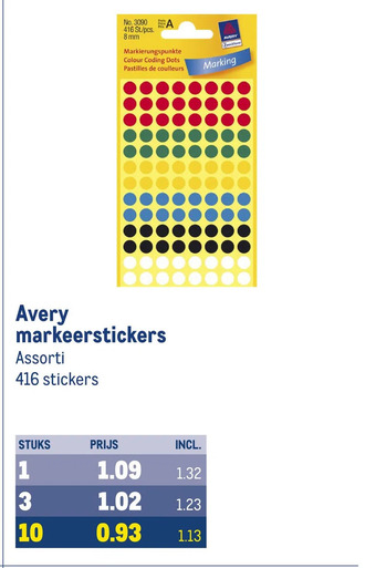 Makro Avery markeerstickers aanbieding