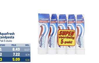 Makro Aquafresh tandpasta aanbieding