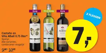 Albert Heijn Castaño en Viña Albali 0.75 liter aanbieding