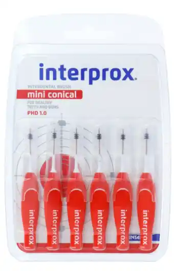 De Online Drogist Interprox ragers premium mini conical 1.0 rood 6st aanbieding