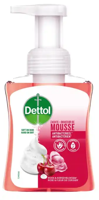 De Online Drogist Dettol zachte mousse antibacteriëel - met roos en kersenbloesem 250ml aanbieding