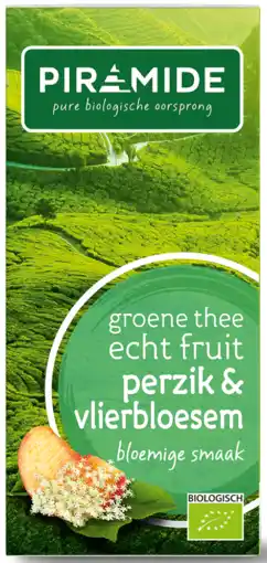 De Online Drogist Piramide thee groene thee perzik & vlierbloesem 20zk aanbieding