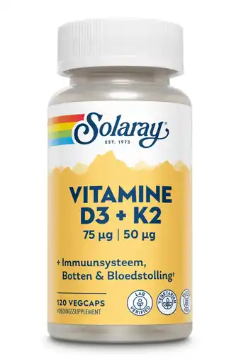 De Online Drogist Solaray vitamine d3&k2 120vcp aanbieding