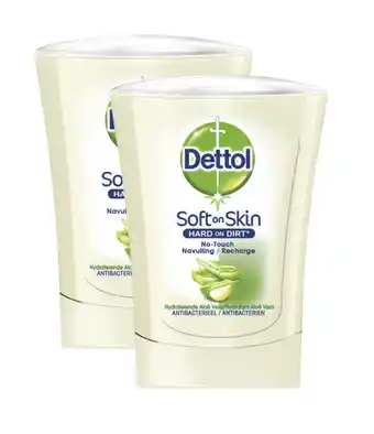 De Online Drogist Dettol handzeep no touch navulling antibacterieel aloe vera duo 2x250ml aanbieding