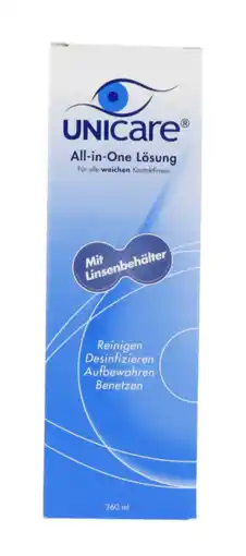 De Online Drogist Unicare alles-in-één vloeistof zachte contactlenzen + lenzenhouder 360ml aanbieding