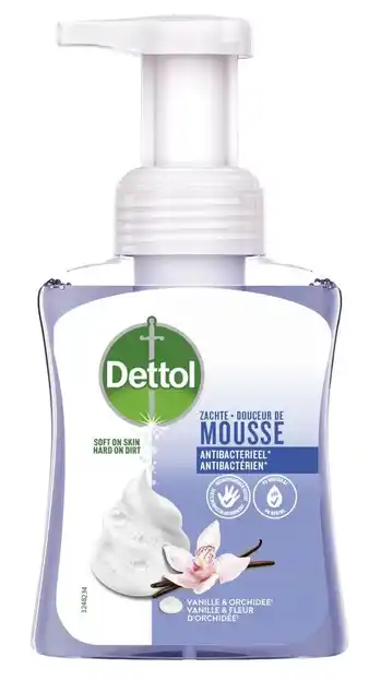 De Online Drogist Dettol orchidee & vanille zachte mousse antibacteriële handzeep 250ml aanbieding