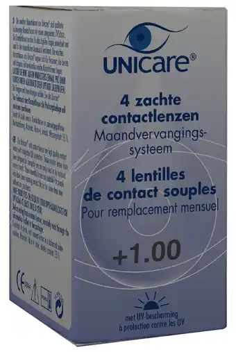 De Online Drogist Unicare zachte maandlenzen +1.00 4pack 1st aanbieding