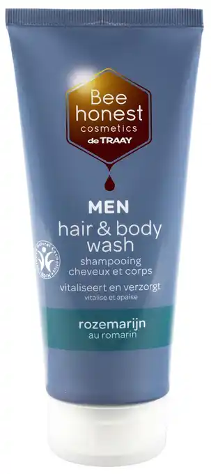 De Online Drogist Bee honest men hair & body wash rozemarijn 200ml aanbieding