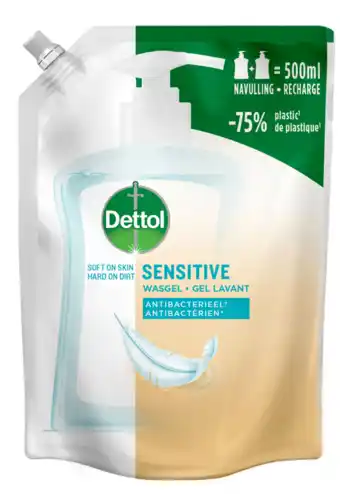 De Online Drogist Dettol refill handzeep sensitive 500ml aanbieding