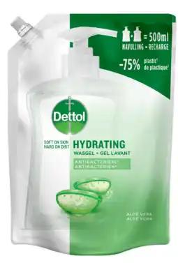 De Online Drogist Dettol refill handzeep hydrating aloe vera 500ml aanbieding