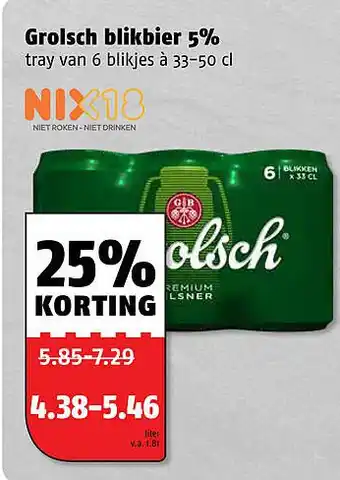 Poiesz Grolsch blikbier 5% aanbieding