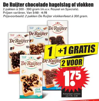 Dirk De Ruijter chocolade hagelslag of vlokken aanbieding