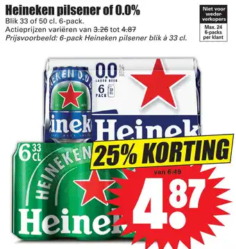 Dirk Heineken pilsener of 0.0% aanbieding