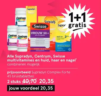 Etos Alle Supradyn, Centrum, Swisse multivitamines en huid, haar en nagel" aanbieding