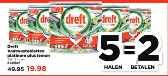 PLUS Dreft Vaatwastabletten platinum plus lemon aanbieding