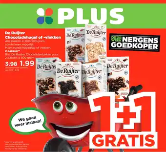 PLUS De Ruijter Chocoladehagel of -vlokken aanbieding