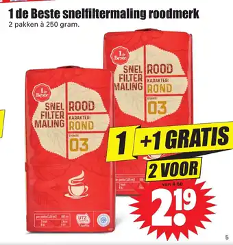 Dirk Roodmerk Snelfiltermaling 2*250g aanbieding