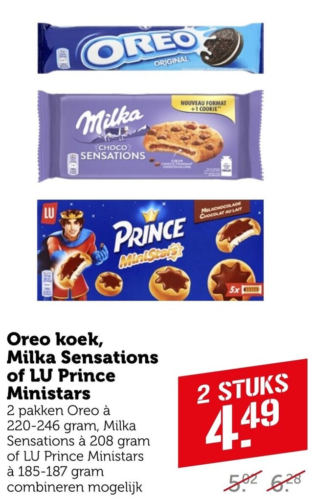 Coop Oreo koek, Milka Sensations of LU Prince Ministars aanbieding