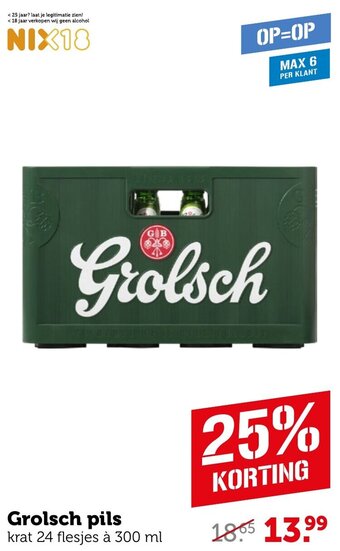 Coop Grolsch pils krat 24 flesjes à 300 ml aanbieding