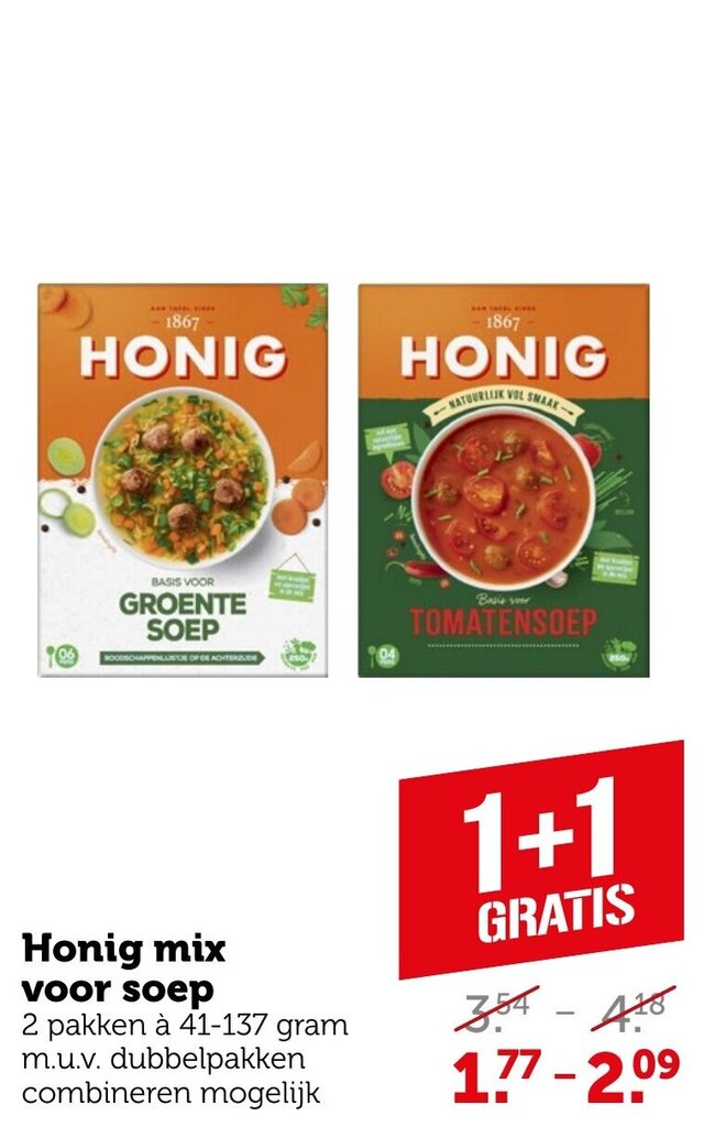 Coop Honig mix voor soep aanbieding