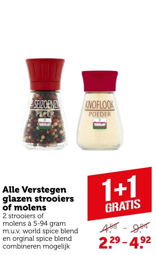Coop Alle Verstegen glazen strooiers of molens aanbieding