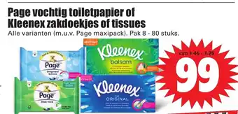 Dirk Page vochtig toiletpapier of Kleenex zakdoekjes of tissues 8-80st aanbieding