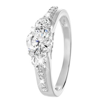 Bol.com Lucardi dames ring met zirkonia - ring - cadeau - echt zilver - zilverkleurig aanbieding