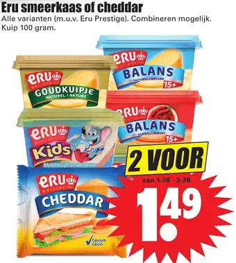 Dirk Eru smeerkaas of cheddar 2*100g aanbieding